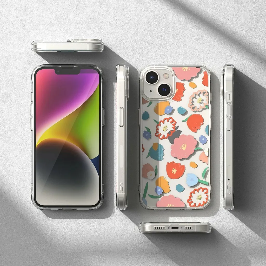 Mbështjellës Ringke Fusion Design për iPhone 14 Plus, transparent me lule - 9