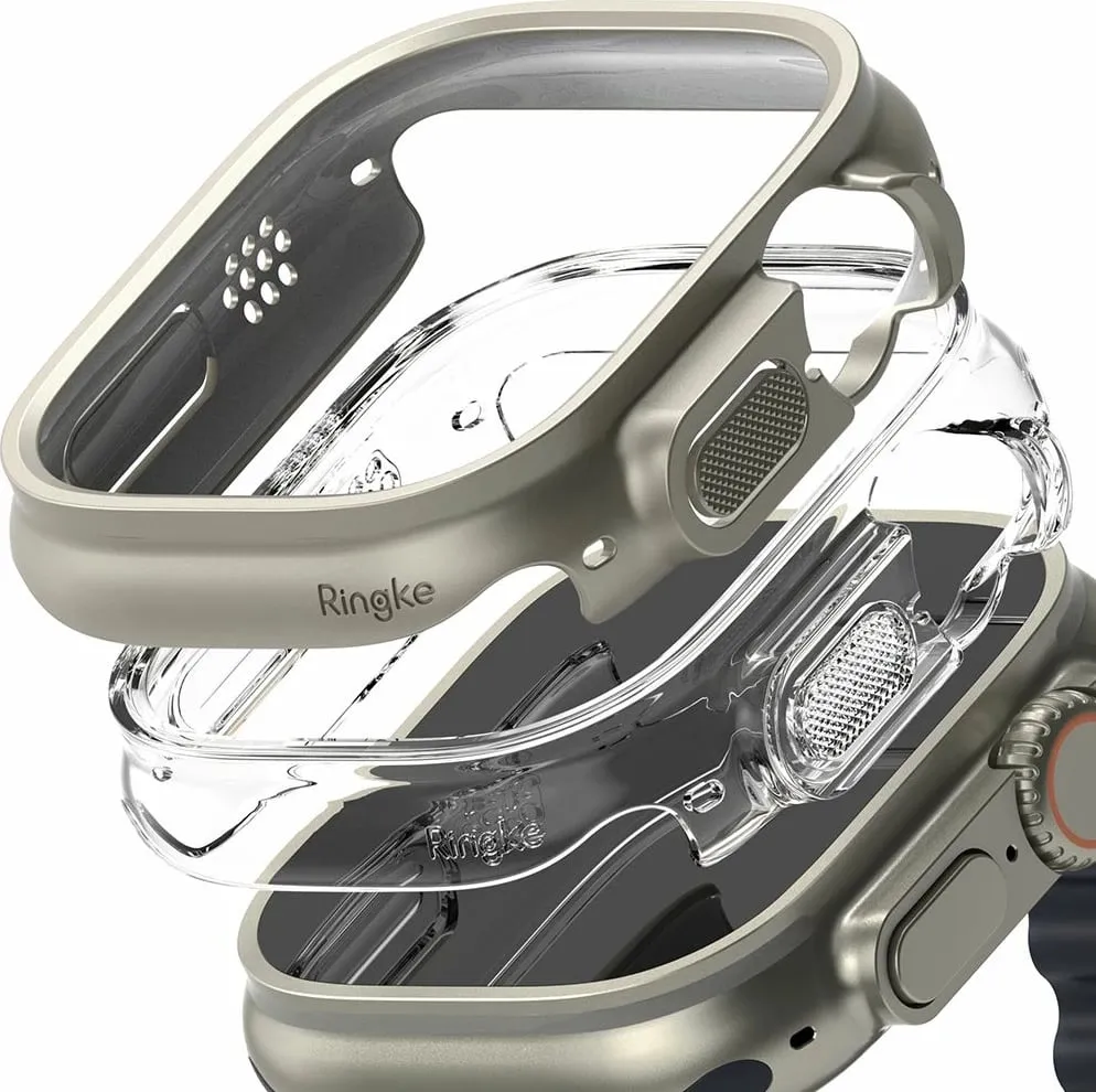 Mbështjellës Ringke Slim për Apple Watch Ultra 49mm, 2 copë, Transparent & Titanium - 2
