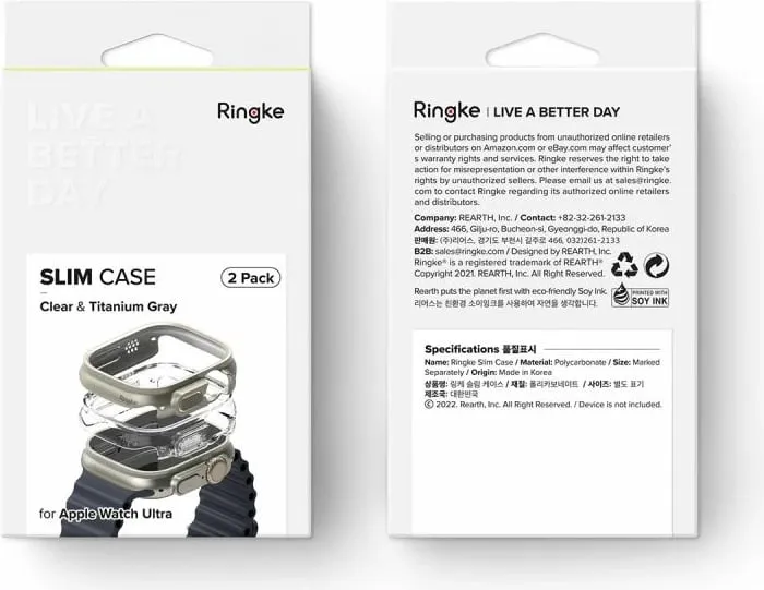 Mbështjellës Ringke Slim për Apple Watch Ultra 49mm, 2 copë, Transparent & Titanium - 12