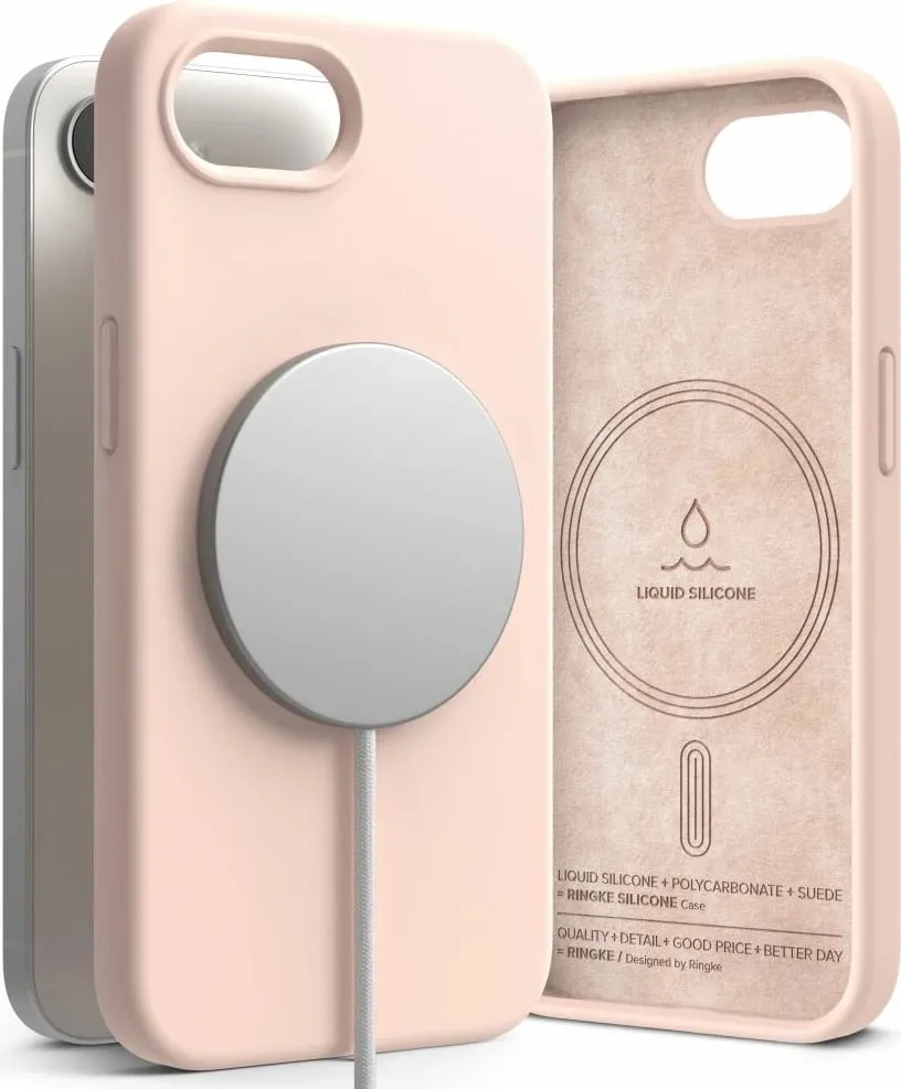 Mbështjellës Ringke Silicone MagSafe për iPhone 16e, Rozë - 1
