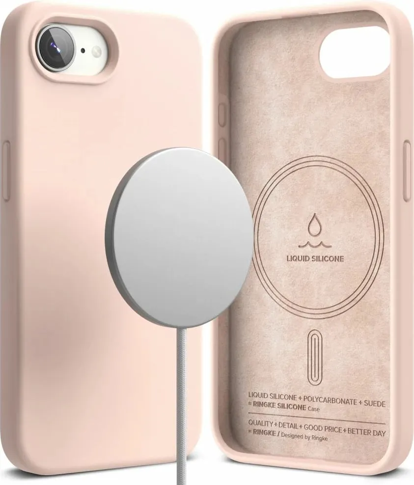 Mbështjellës Ringke Silicone MagSafe për iPhone 16e, Rozë - 2