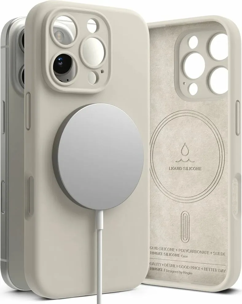Mbështjellës Ringke Silicone MagSafe për iPhone 16 Pro, Bezhe - 1