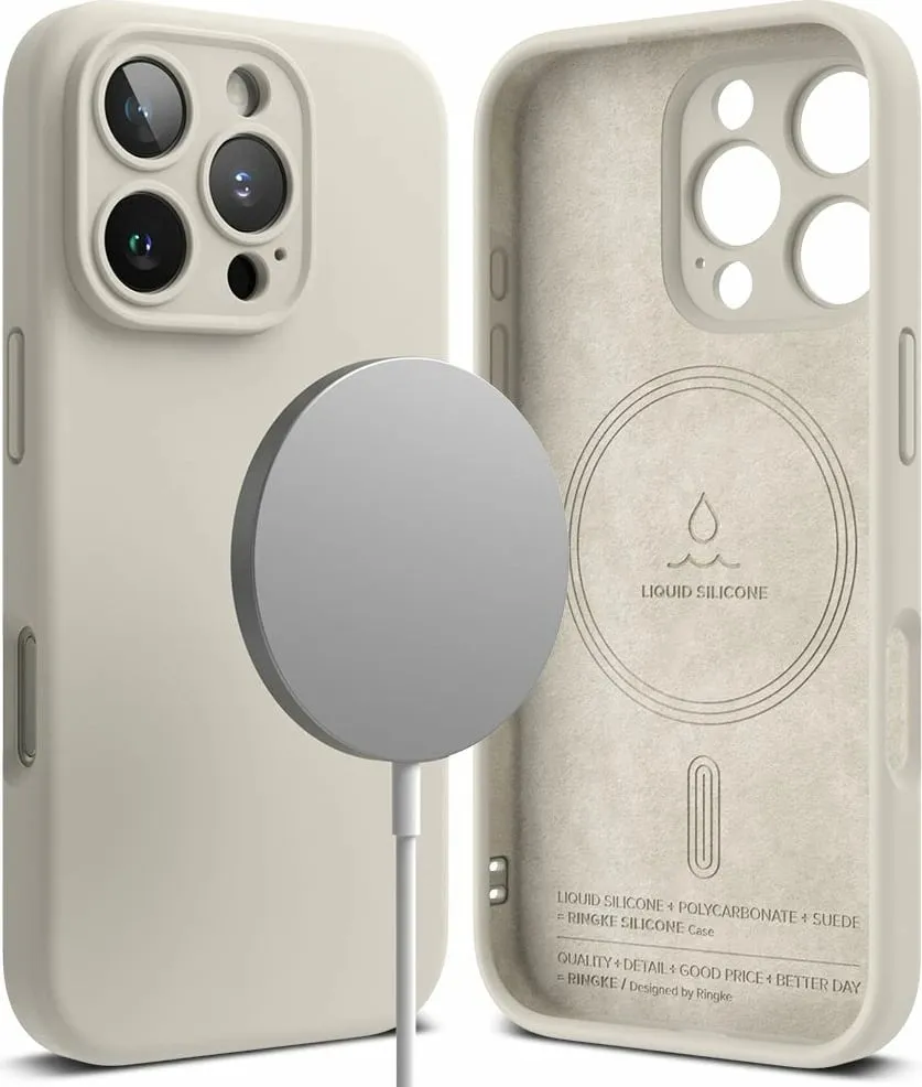 Mbështjellës Ringke Silicone MagSafe për iPhone 16 Pro, Bezhe - 2