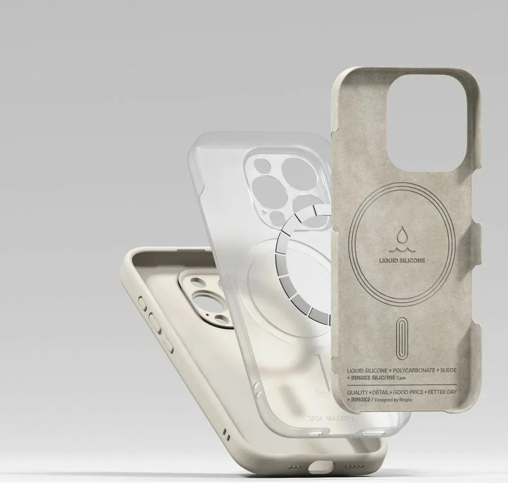 Mbështjellës Ringke Silicone MagSafe për iPhone 16 Pro, Bezhe - 7