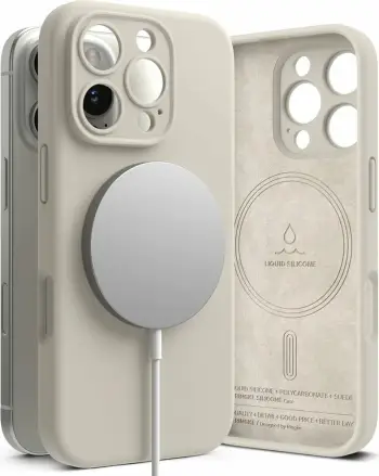Mbështjellës Ringke Silicone MagSafe për iPhone 16 Pro, Bezhe