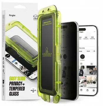 Mbrojtëse ekrani Ringke Easy Slide Privacy, xham i temperuar, 2 copë, për iPhone 17 Air Pro, e zezë