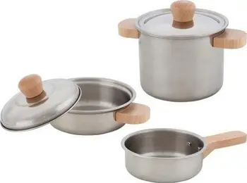 Set gatimi për fëmijë Goki Cooking Set, 2 tenxhere, 1 tigan, metalik