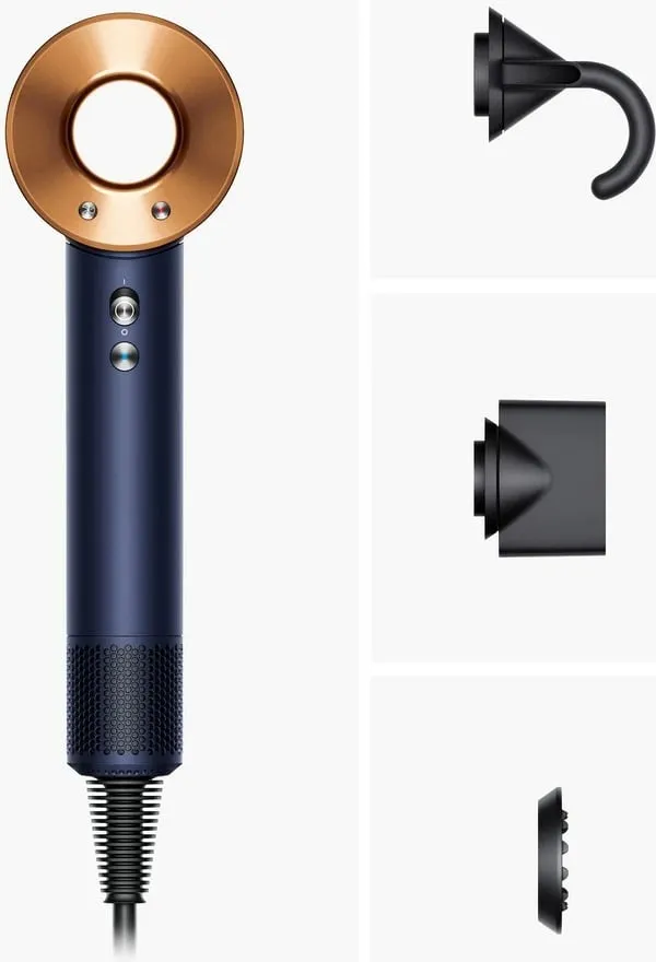 Tharëse flokësh Dyson Supersonic, 1600W, 3 shtojca, natë blu/bakër - 2