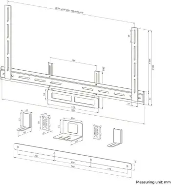Mbajtës videobar universal Newstar AV2-500BL, 43", VESA 200x200-800x600, 10 kg, e zezë