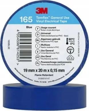 Shirit izolues 3M Temflex 1500, PVC, 19mm x 20m, blu