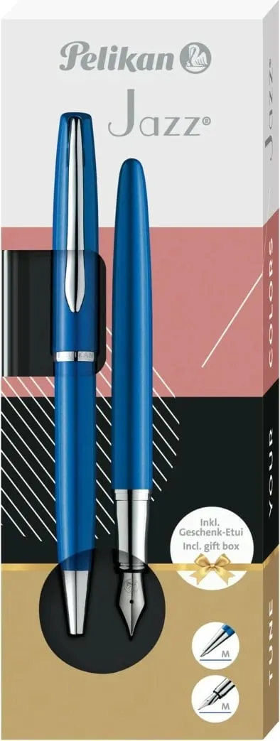 Set stilolapsa Pelikan Jazz Noble Elegance, stilolaps me bojë dhe ballpoint, blu Sapphire - 6