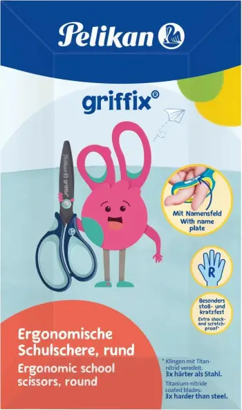 Gërshërë shkollore Pelikan griffix 14cm, dorezë plastike, kaltër