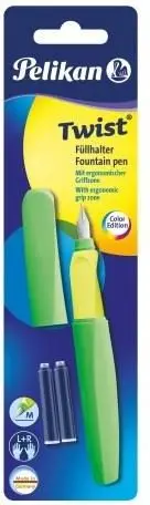 Stilolaps me stilograf Pelikan Twist P457 M Neon Green + 2 rimbushje
