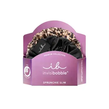 Set lidhëse për flokë Invisibobble Sprunchie Slim Premium Leo is the Black, 2 copë, e zezë/kaftë
