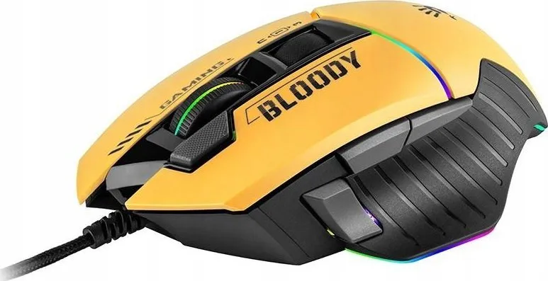 Maus A4Tech Bloody, me kabllo, USB, i verdhë - 3
