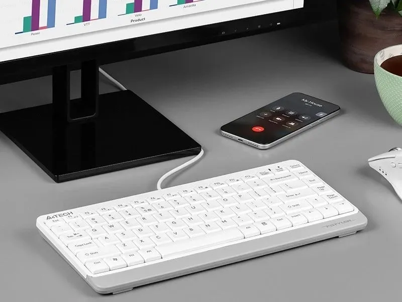 Tastierë A4Tech FK11, me kabllo, US INTL, e bardhë - 4