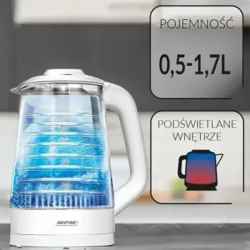 Çajnik elektrik MPM MCZ-124, 2200W, trup xhami, i bardhë