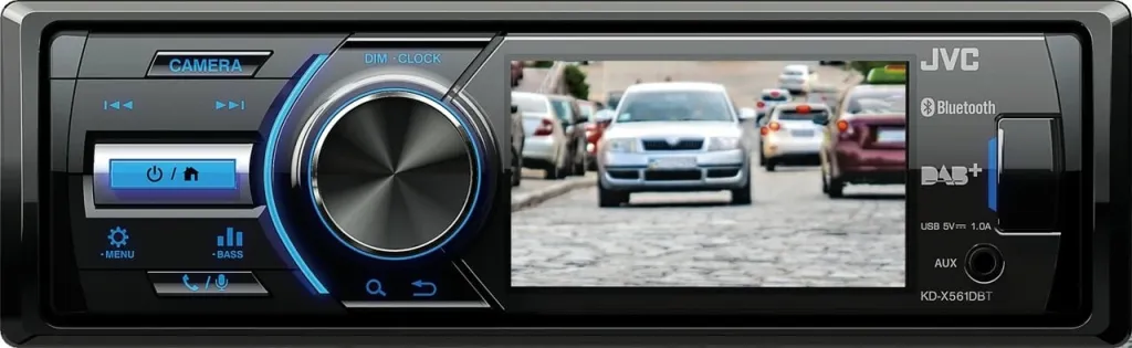 Radio veture JVC KD-X561DBT, Bluetooth, USB, ekran 3", e zezë/kaltër - 2