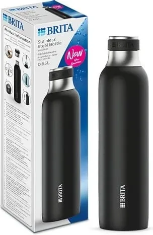 Shishe uji BRITA sodaTRIO 0.65L, çelik inox, e zezë - 9