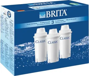 Fishek për ujë Brita Classic, 3 copë, të bardhë