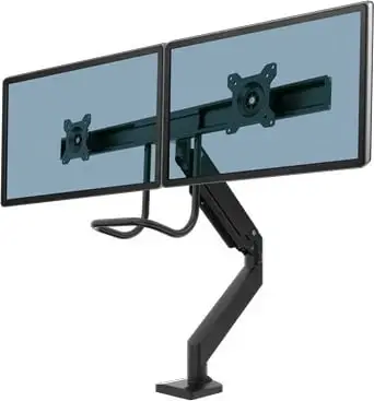 Mbajtës monitori Fellowes Eppa 9909301, për 2 ekrane, 32 inç, rregullim lartësie, i zi