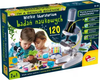 Set edukativ Lisciani Little Genius Great Laboratory of Research, laborator shkencor 2 në 1, mikroskop 1200x, multengjyrësh