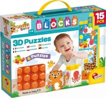 Blloqe ndërtimi Lisciani Picture Blocks - Carotina Baby, 15 copë