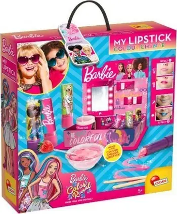 Set kozmetik për fëmijë Lisciani Barbie Color Changing Lipstick, lip gloss që ndërron ngjyrë, mbi 5 vjeç, shumëngjyrëshe