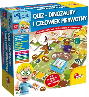 Lojë edukative Lisciani Little Genius Quiz Dinosaurs and Prehistoric Man, 3 nivele vështirësie