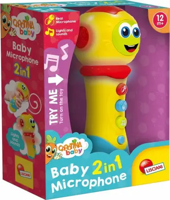 Mikrofon lodër Lisciani Carotina Baby, melodi dhe drita, shumëngjyrësh