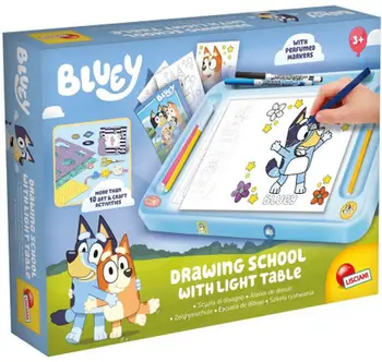 Set vizatimi Lisciani Giochi Bluey Drawing School 110681, tavolinë me dritë, shumëngjyrësh