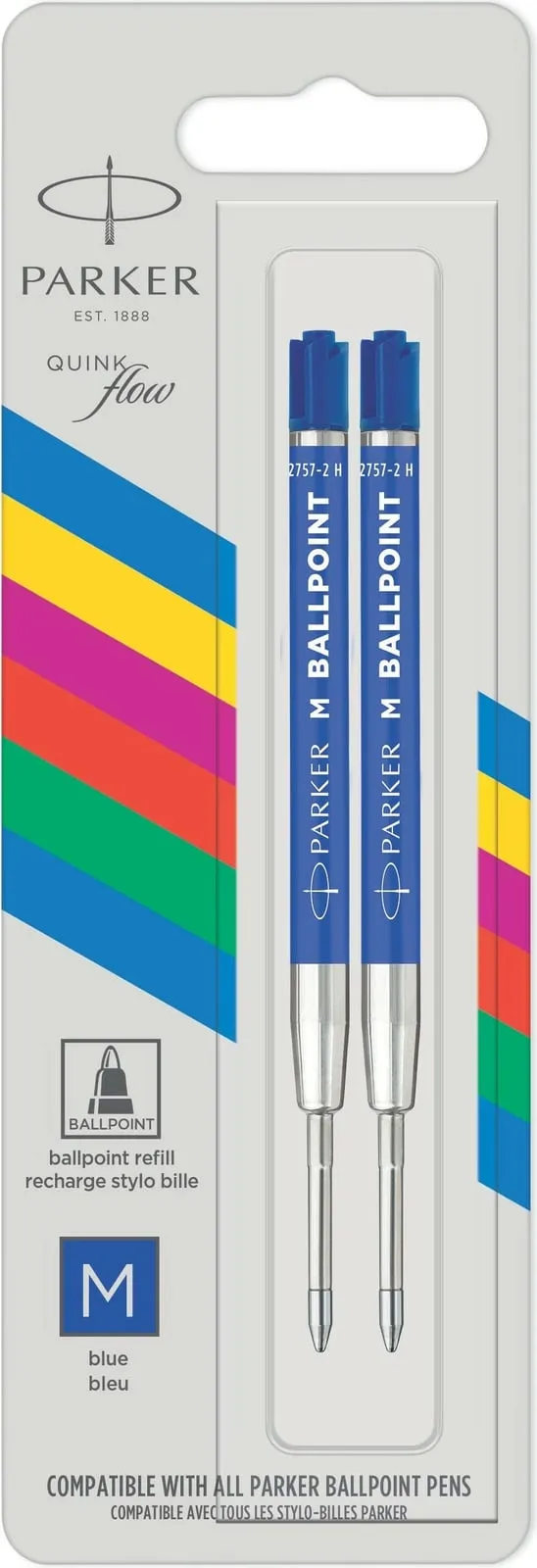 Mbushës stilolapsi Parker Quinkflow, medium, 2 copë, blu - 1