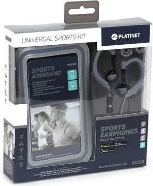 Dëgjuese Platinet Sport + rrip krahu PM1070, të hirta - 1