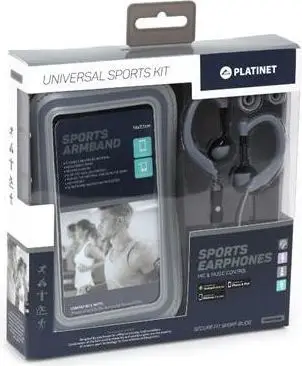 Dëgjuese Platinet Sport + rrip krahu PM1070, të hirta
