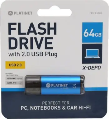 Disk USB Platinet X-Depo, 64GB, i kaltër