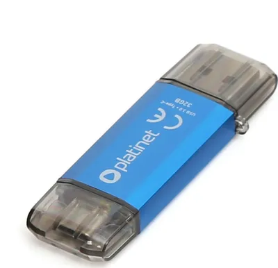 Pendrive Platinet USB 3.0 + Type-C 32GB, e kaltër - 1