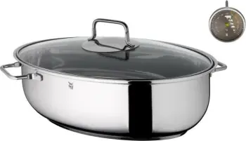 Enë pjekjeje WMF me kapak xhami dhe termometër, çelik inoks