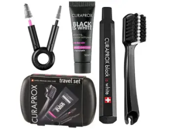 Set udhëtimi Curaprox, brushë, brushë interdentale & pastë, e zezë