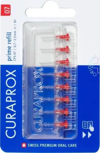 Furça ndërdhëmbore Curaprox Prime Refill CPS, 0.7 - 2.5 mm, 8 copë, të kuqe