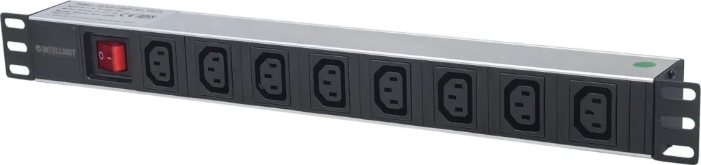 PDU Rack 1U Intellinet me ndërrues, zi-argjendtë - 1