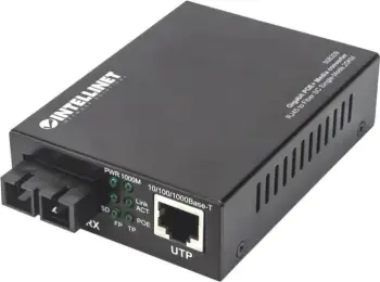 Konvertues Medial dhe Injektor PoE+ Intellinet 508209, 1000Base-T RJ45 / 1000Base-LX SC SM