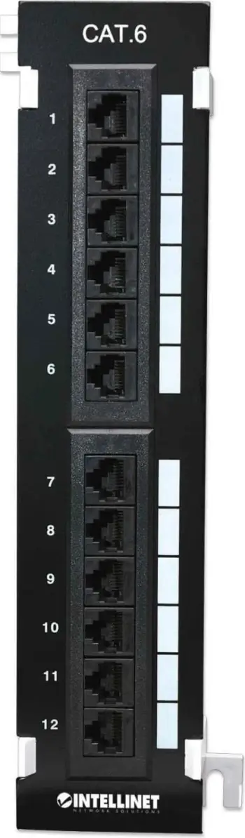 Paneli i Patchit Intellinet 560269, Cat6 UTP me 12x RJ45 për montim në mur