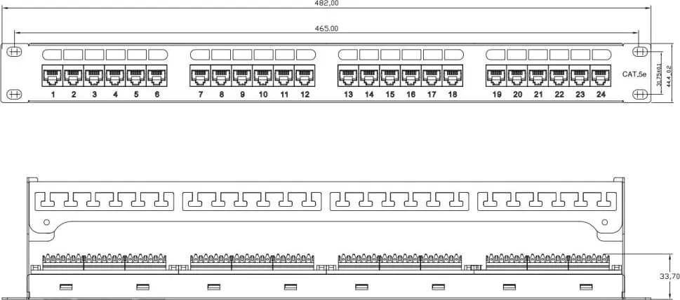Patch panel Intellinet 721035, 19" 1U, 24 porty RJ45 Cat6 UTP, e zezë - 2