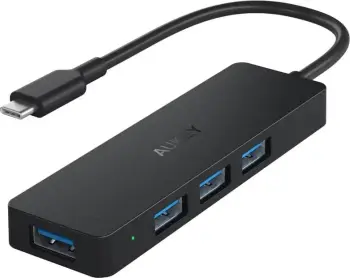 USB Hub Aukey Ultra Slim, 4 porte USB 3.1, USB-C, e zezë