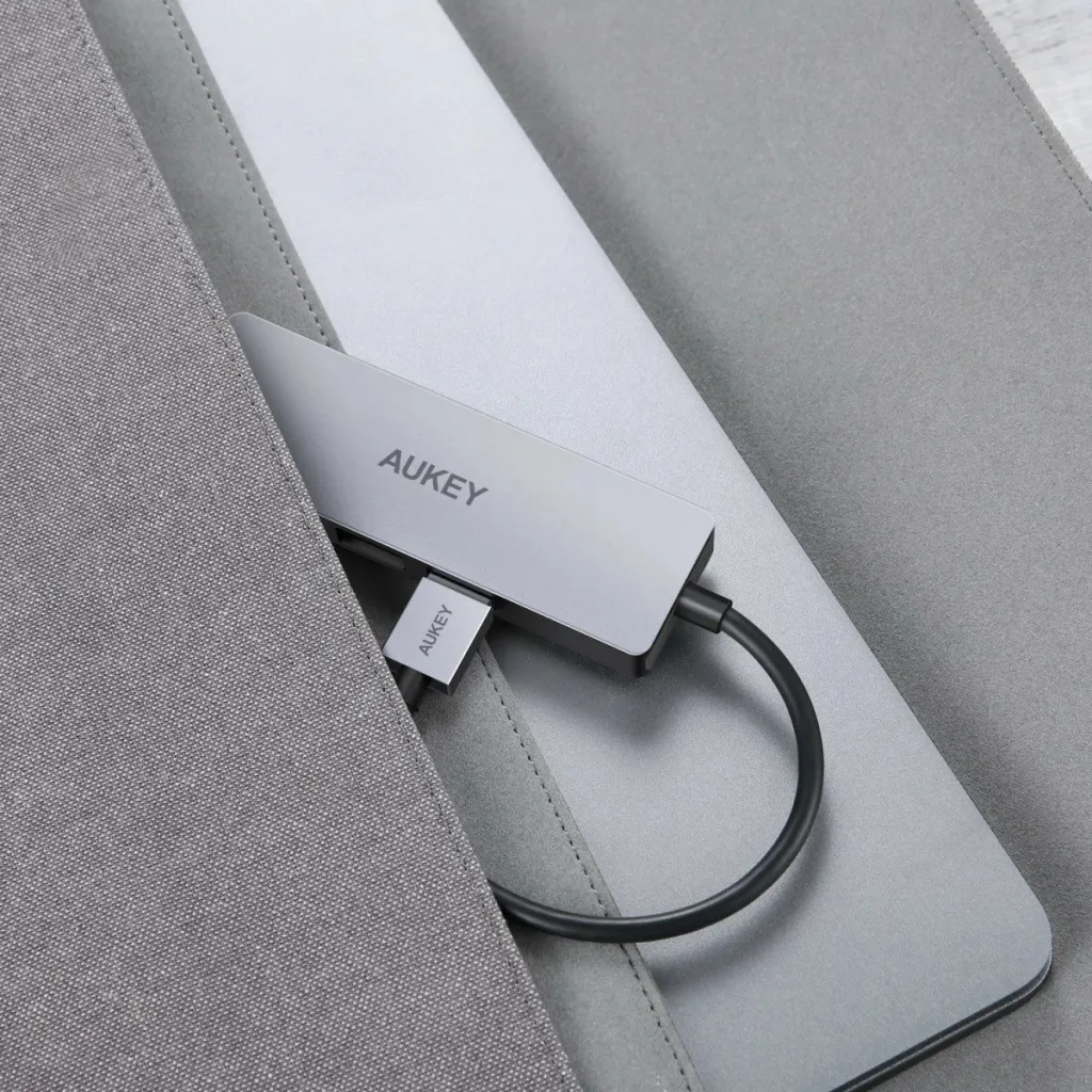 Stacion lidhës USB-A Aukey CB-H3, 4 porte, 5Gbps, i argjendtë - 5