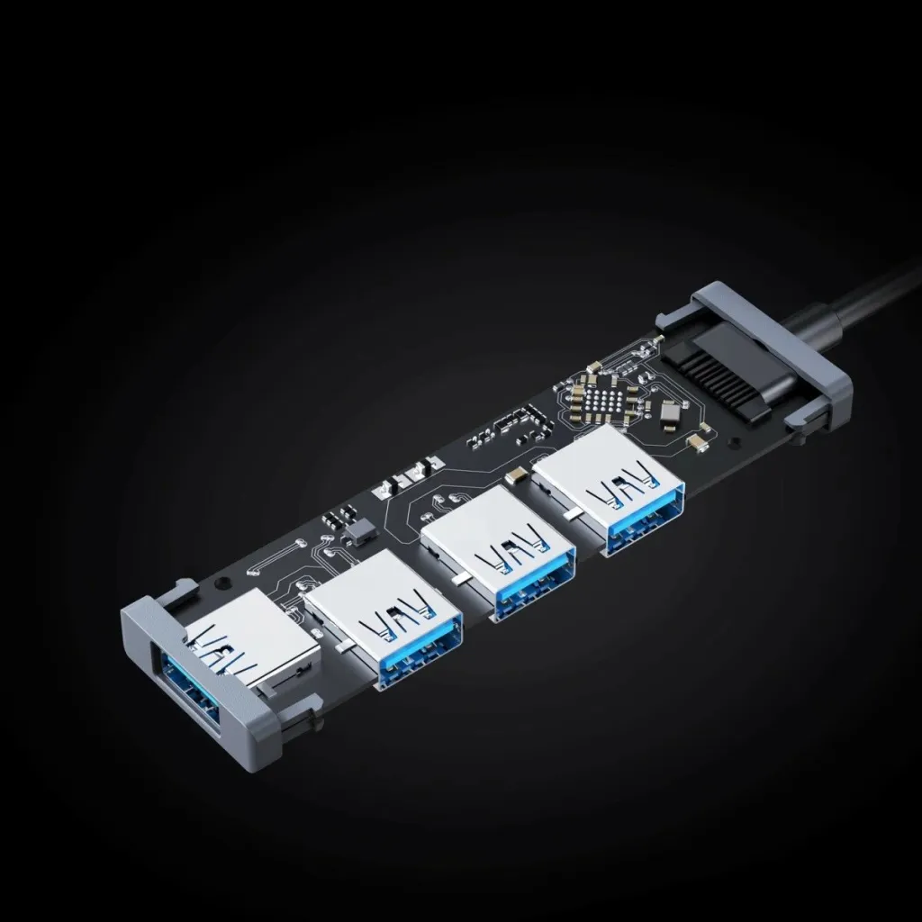 Stacion lidhës USB-A Aukey CB-H3, 4 porte, 5Gbps, i argjendtë - 7