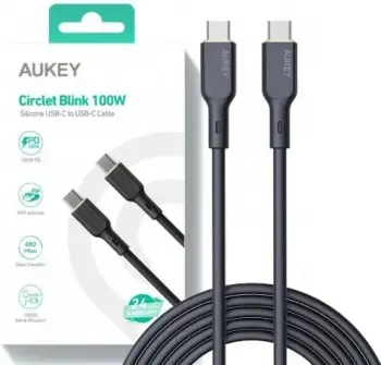 Kabllo Aukey, USB C / USB C, 1 m, e zezë