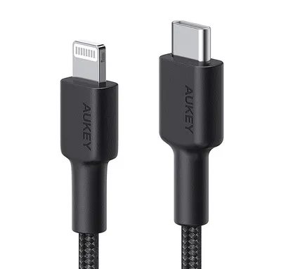 Kabllo Aukey, Lightning / USB C, 2 m, e zezë - 4