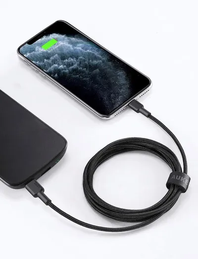 Kabllo Aukey, Lightning / USB C, 2 m, e zezë - 6