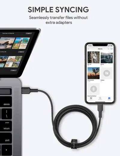 Kabllo Aukey, Lightning / USB C, 2 m, e zezë - 7